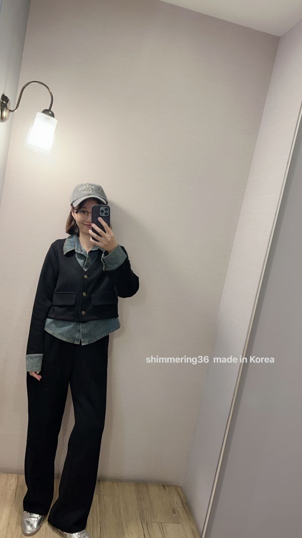 棉質拼牛仔套裝 