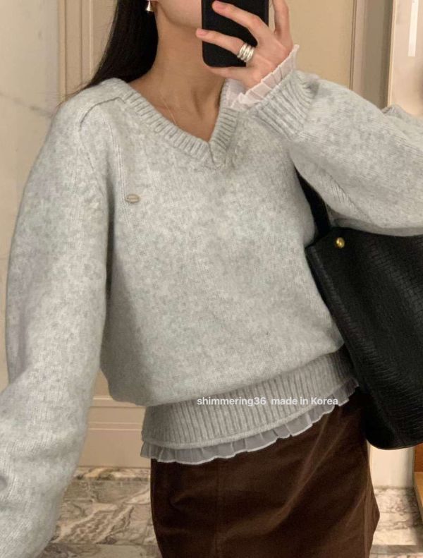 羊毛5%下接布毛衣 