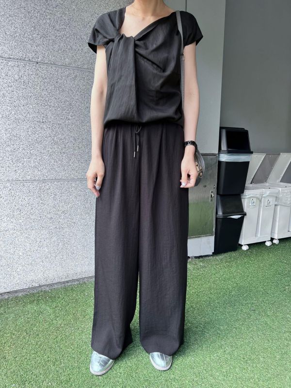 涼感綁帶棉麻褲 