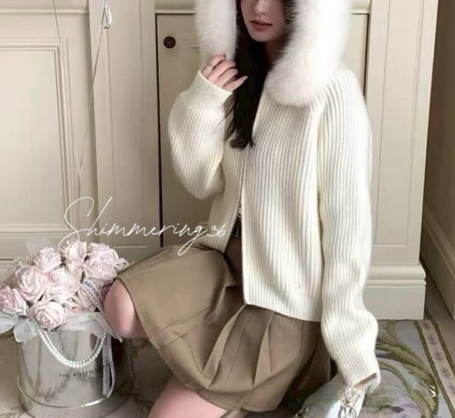 溫柔毛帽拉鏈外套 