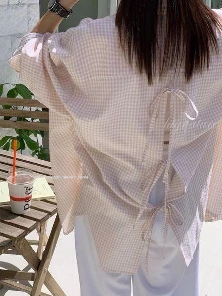 後蝶結格子襯 
