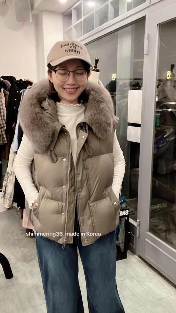 鵝絨100%狐狸毛背心 