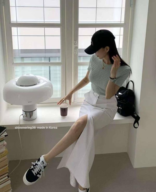 前開岔顯瘦長裙 