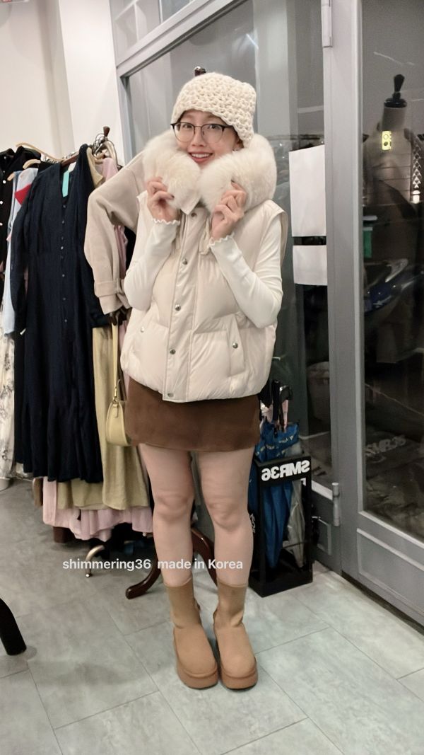 鵝絨100%狐狸毛背心 