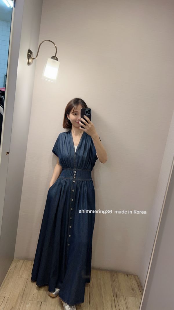 縮腰牛仔長洋 