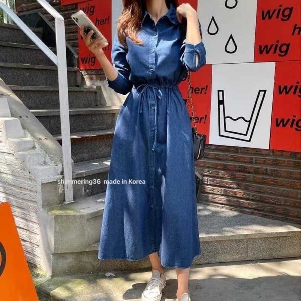 氣質綁帶牛仔洋 