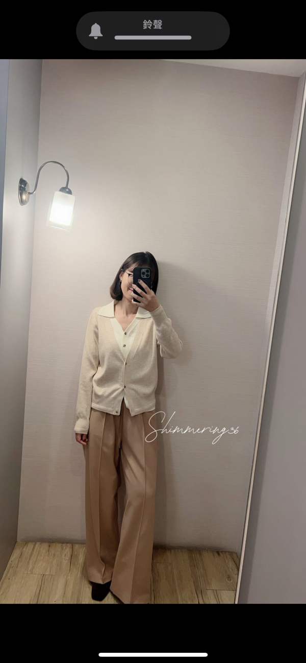 翻領假2件針織上衣 