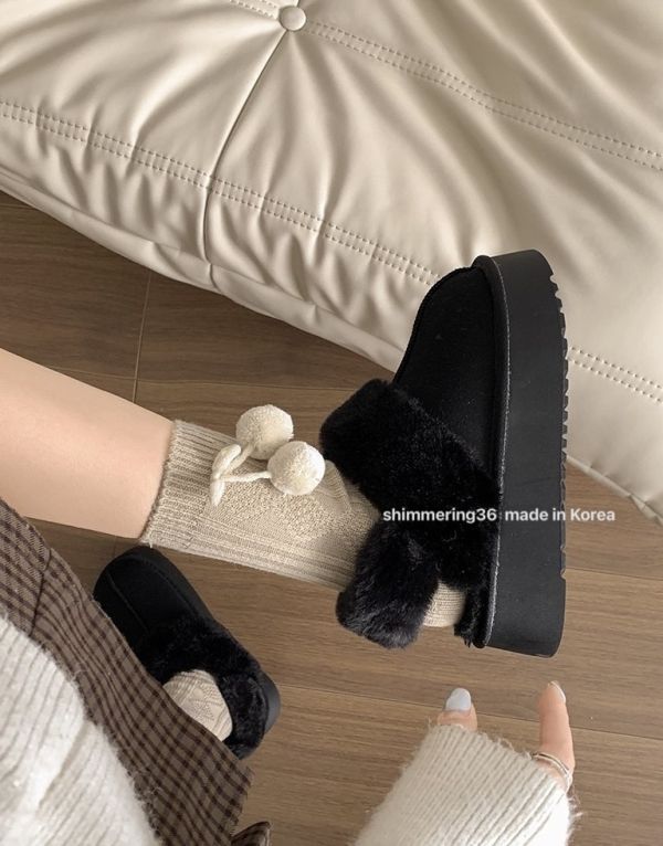 毛毛半拖鞋（附可拆式後勾帶) 