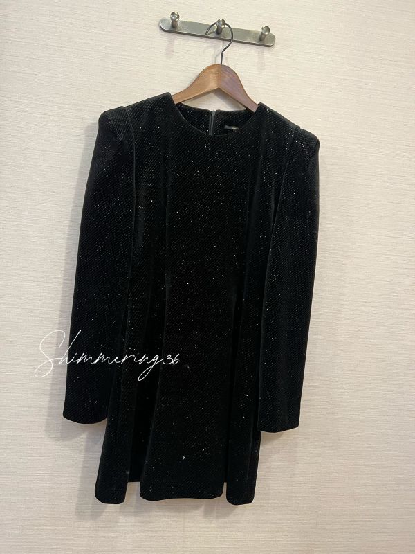 質感亮片腰身洋 