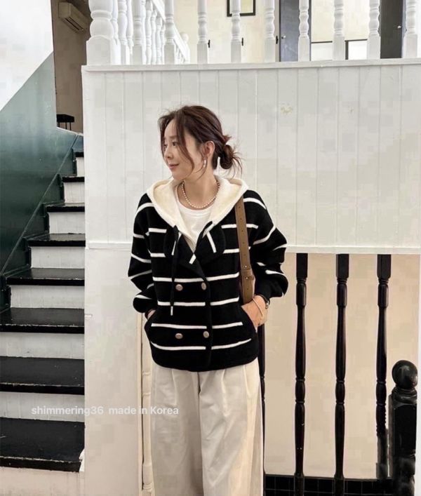 假2件連帽條紋外套（熱賣商品） 