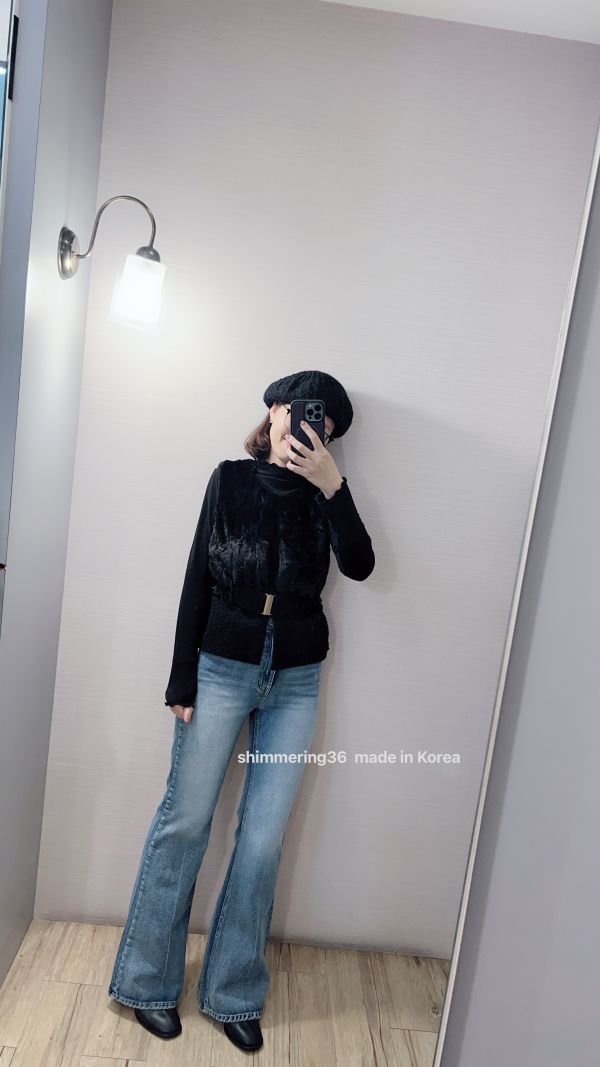 美腿喇叭牛仔褲 