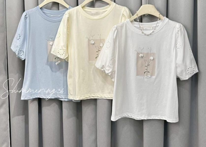 山茶花袖緹花上衣 