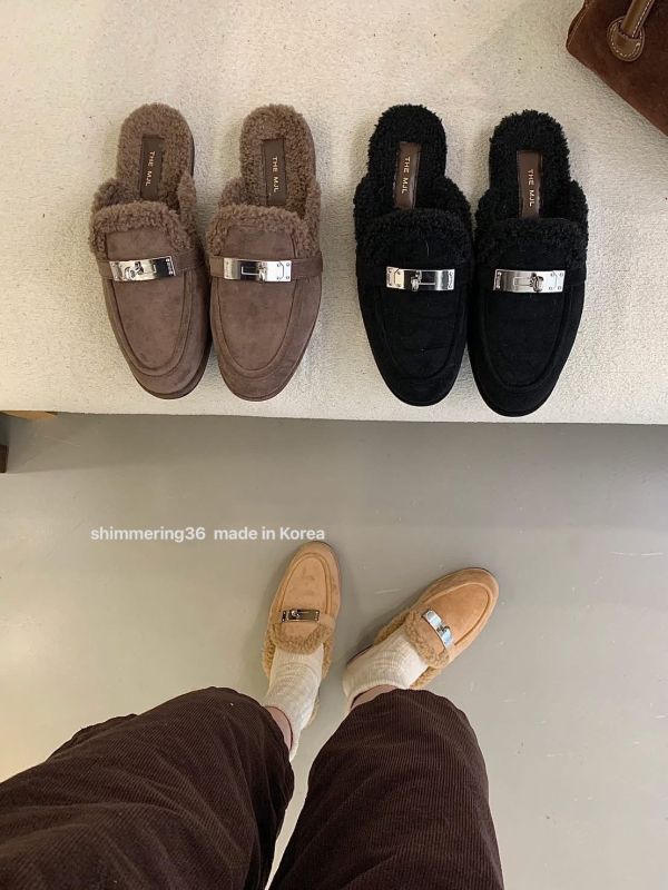 凱莉釦造型毛拖 