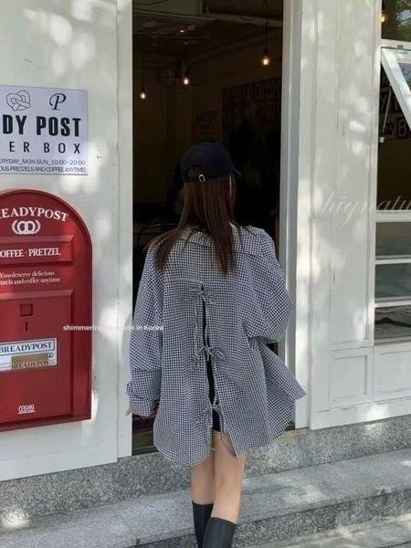 後蝶結格子襯 