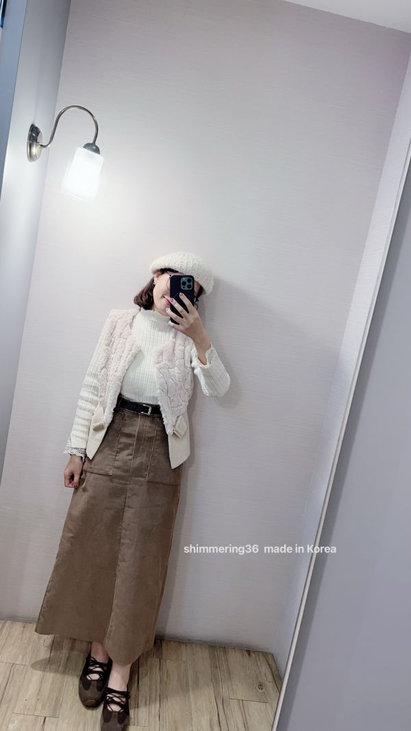 羊毛30%混狐狸毛背心 