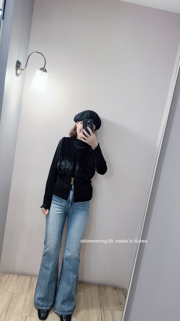 羊毛30%混狐狸毛背心 