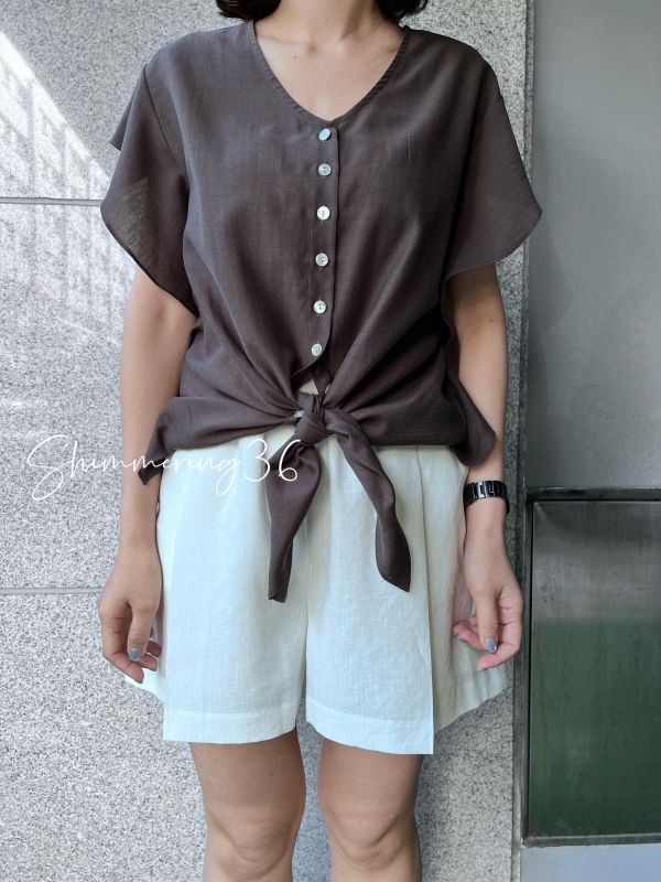 天絲棉麻短褲 