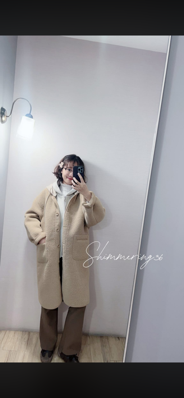 針織帽羊羔毛外套（帽可拆） 