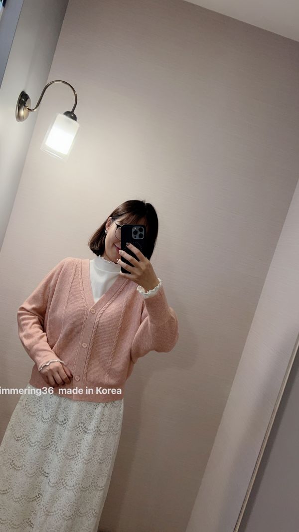 麻花羊絨釦子外套 