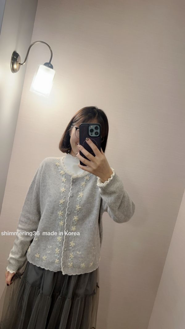 羊毛100%刺繡花外 