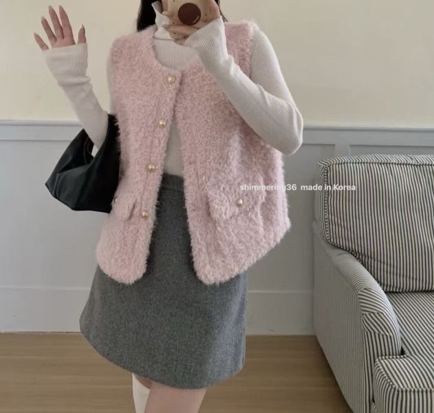 小香風毛毛背心 