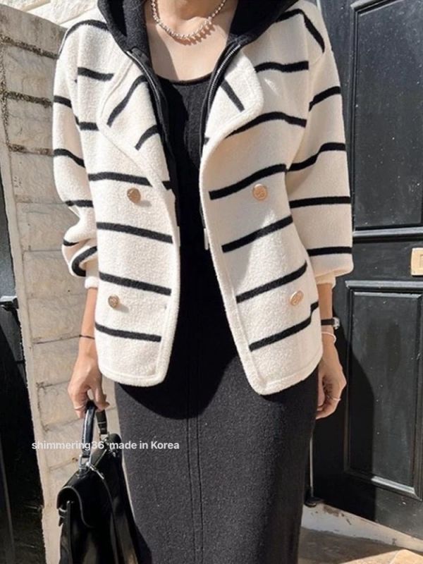 假2件連帽條紋外套（熱賣商品） 