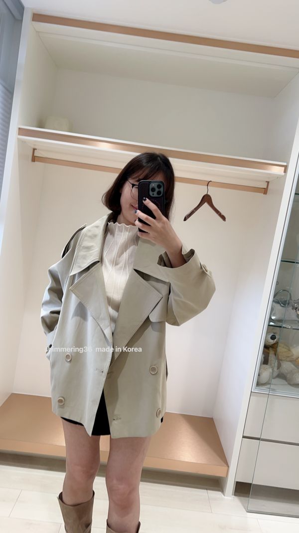 質感綁腰風衣外 