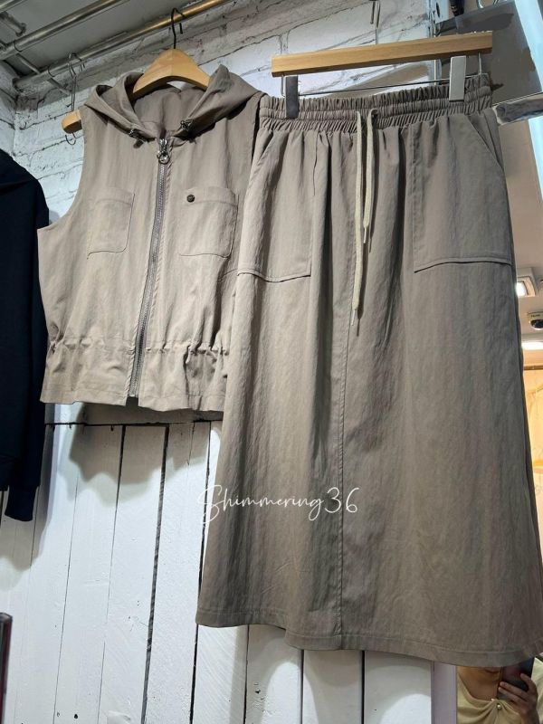 前綁帶休閒口袋裙 