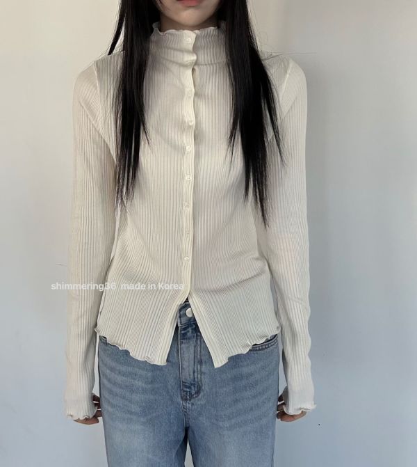 坑紋前釦上衣 