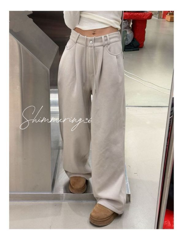 前釦內刷毛棉褲 