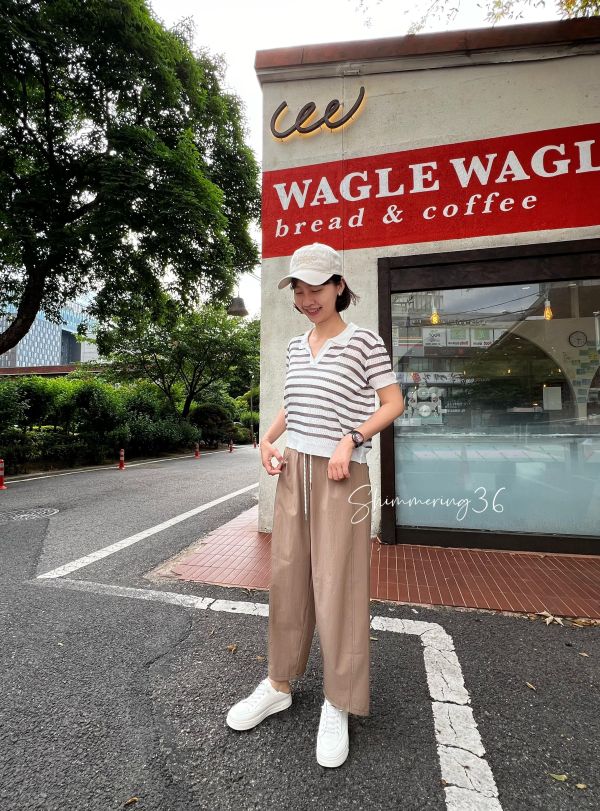 前車線涼感9分褲 