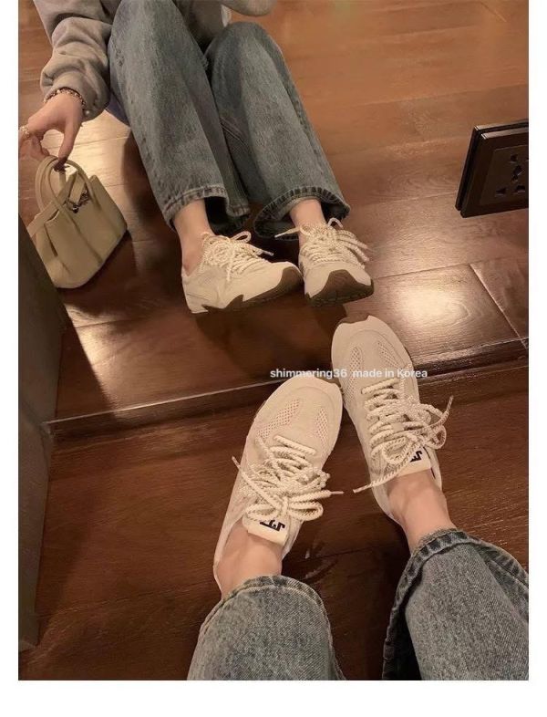 真皮接網軟底球鞋 