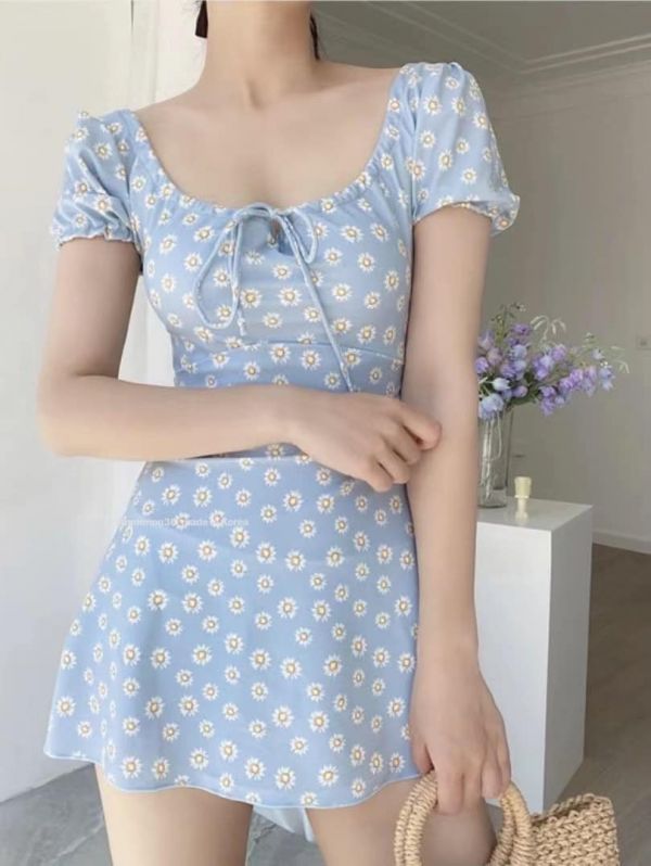 韓小花褲裙泳裝 