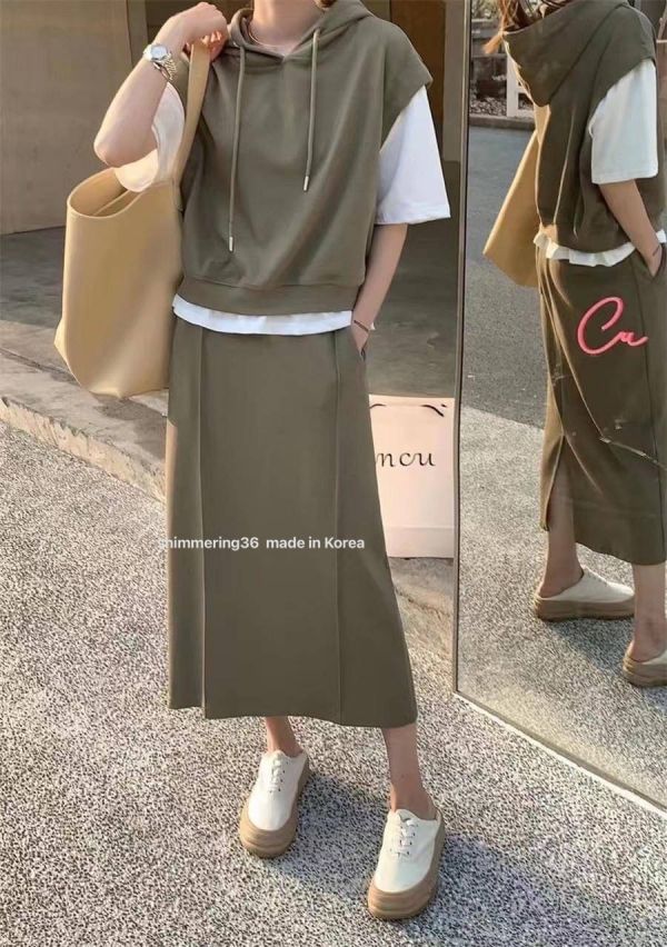假2件連帽休閒套裝 