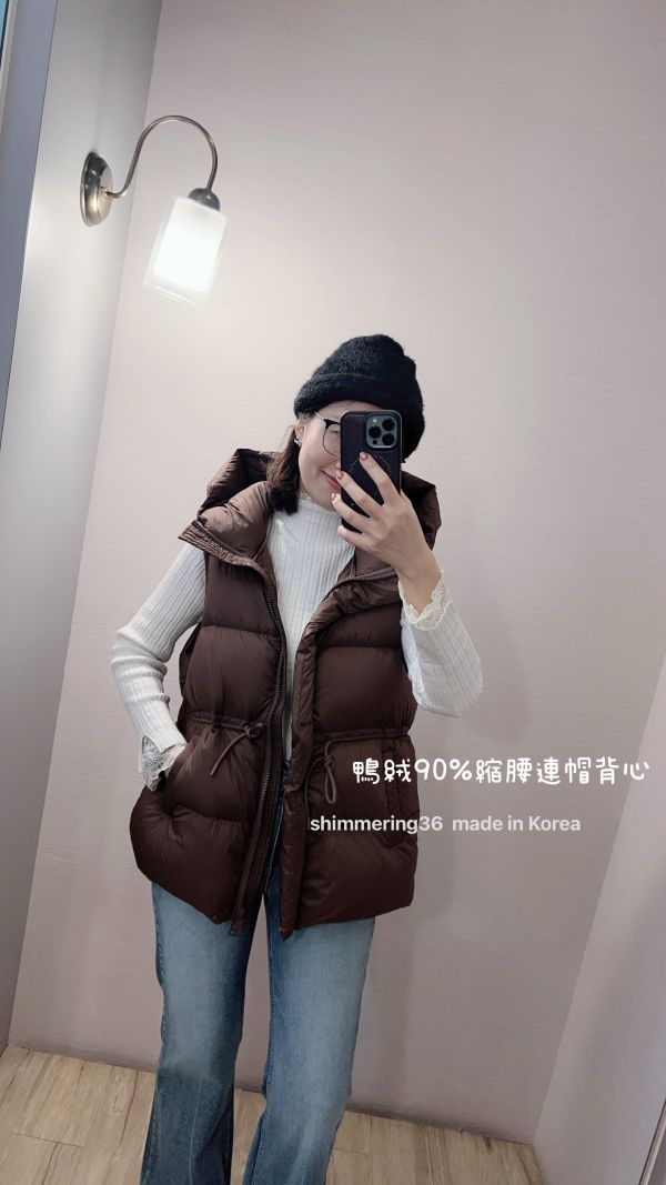 鴨絨90%連帽縮腰背心 