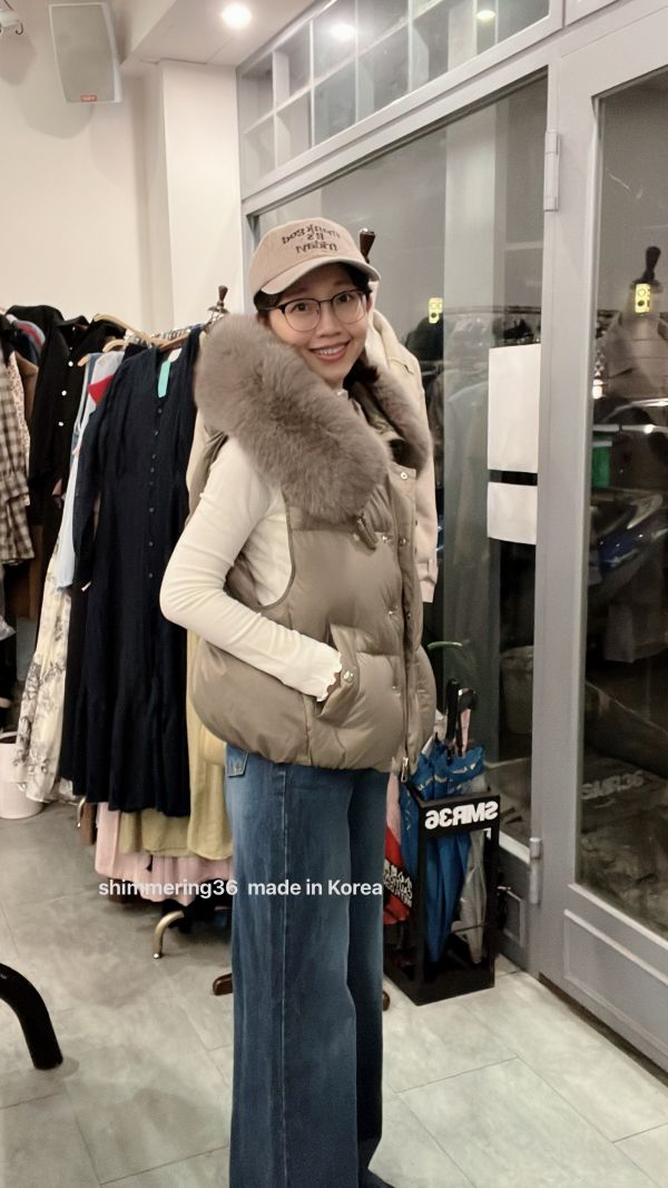 鵝絨100%狐狸毛背心 