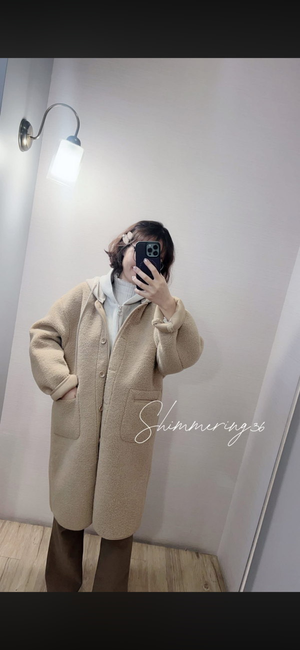 針織帽羊羔毛外套（帽可拆） 