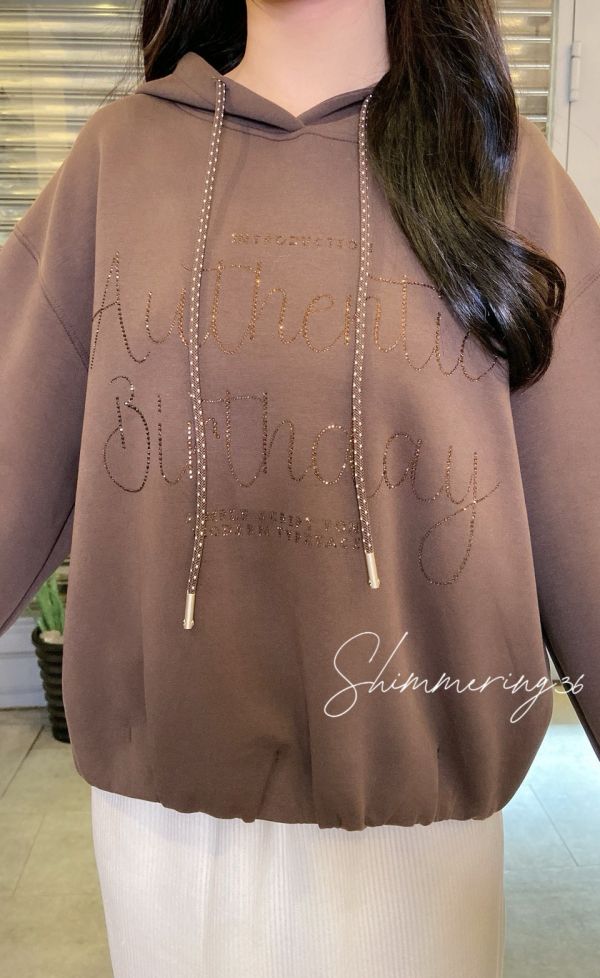 門市熱賣英字太空棉燙鑽帽T 