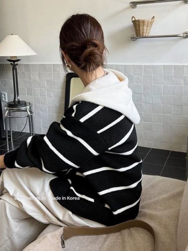 假2件連帽條紋外套（熱賣商品） 