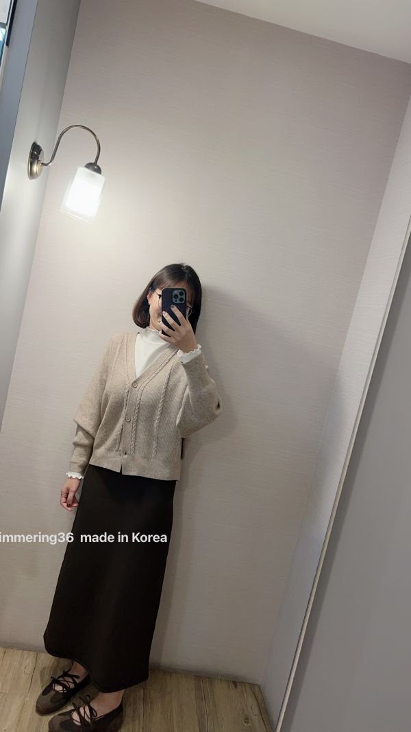 麻花羊絨釦子外套 