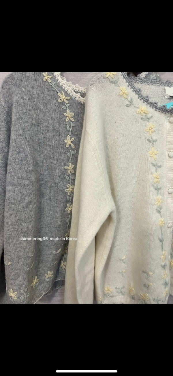 羊毛100%刺繡花外 