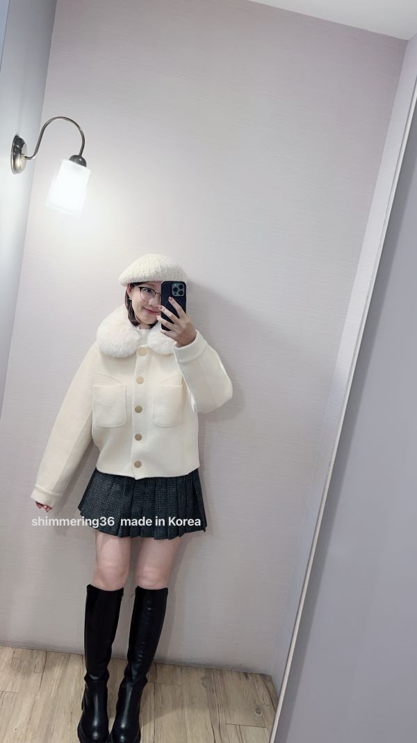 毛領可拆羊絨前釦外 