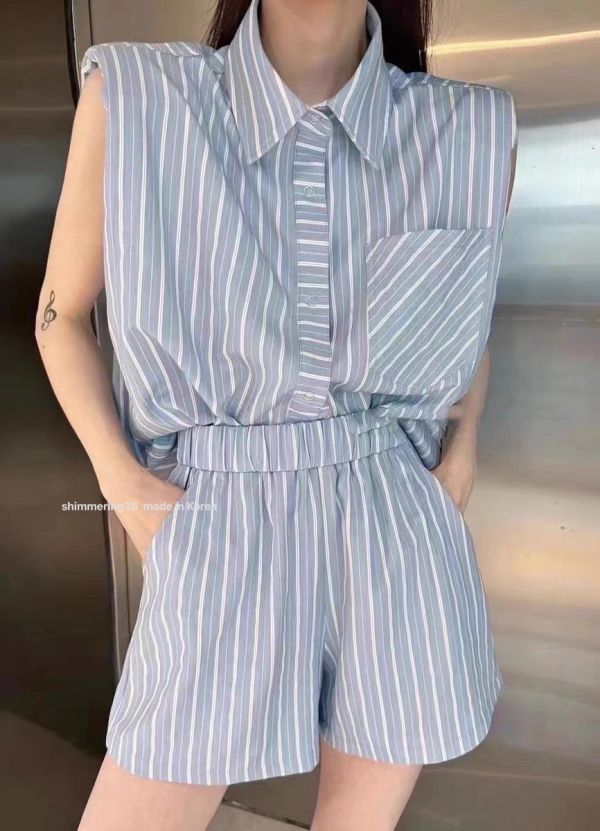 涼感直紋套裝 