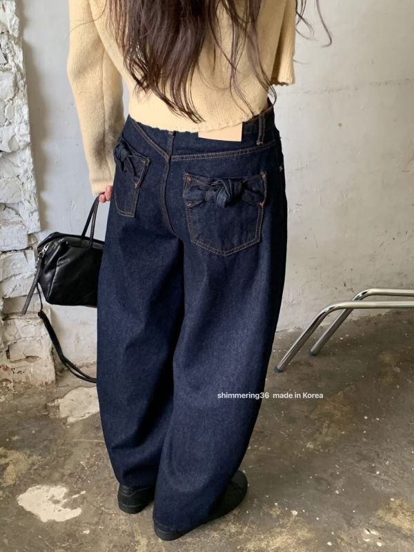 後口袋蝶結牛仔褲 