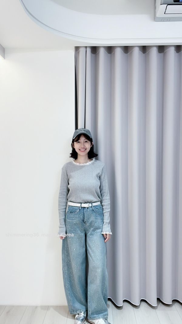 燙鑽彎刀牛仔褲 