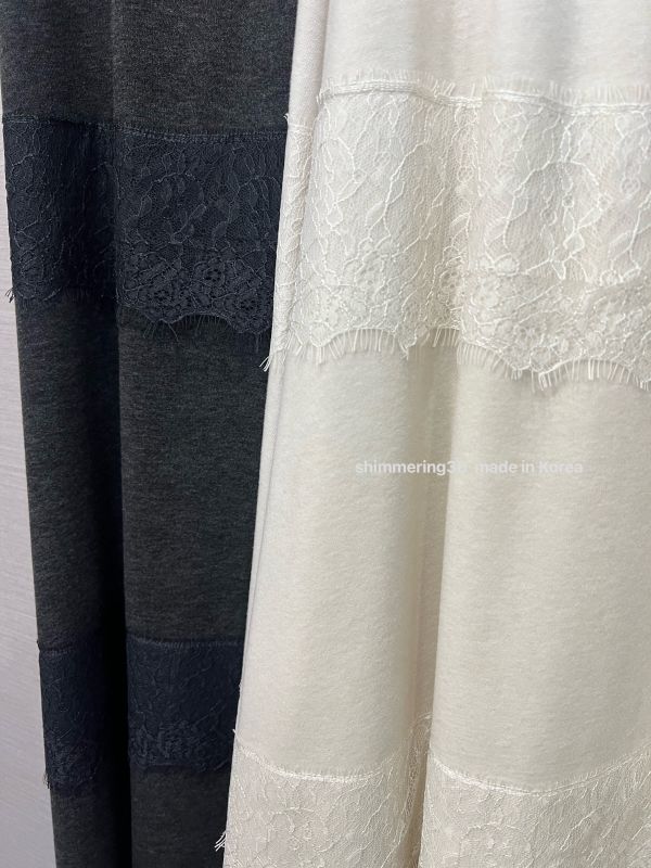 毛呢拼接蕾絲裙 