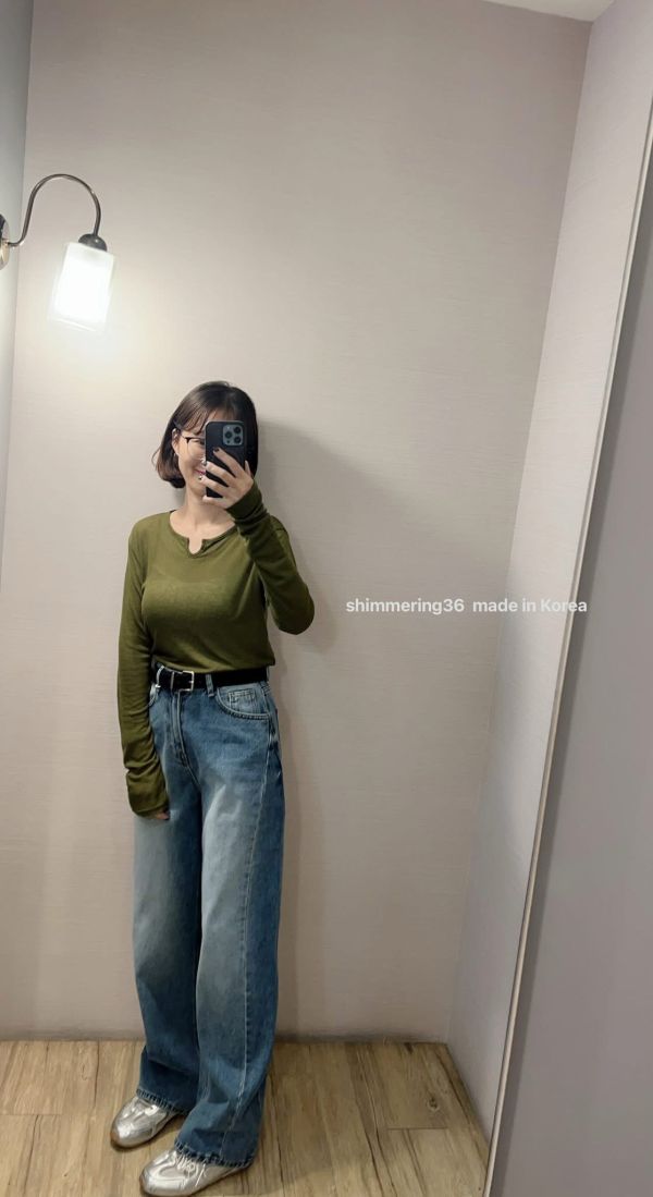 刷色直筒前車線牛褲 