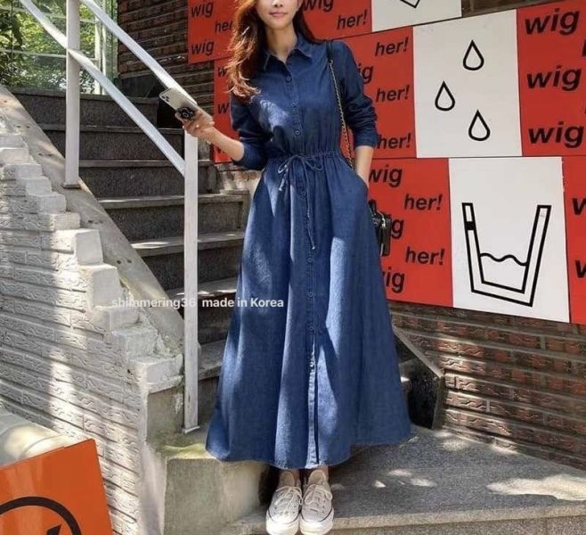 氣質綁帶牛仔洋 