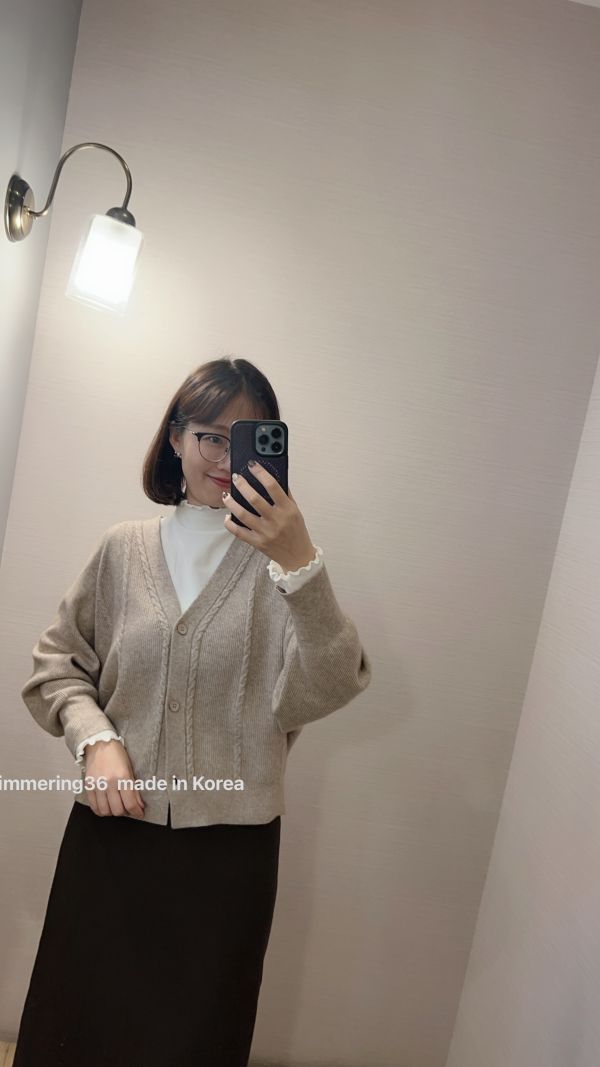 麻花羊絨釦子外套 