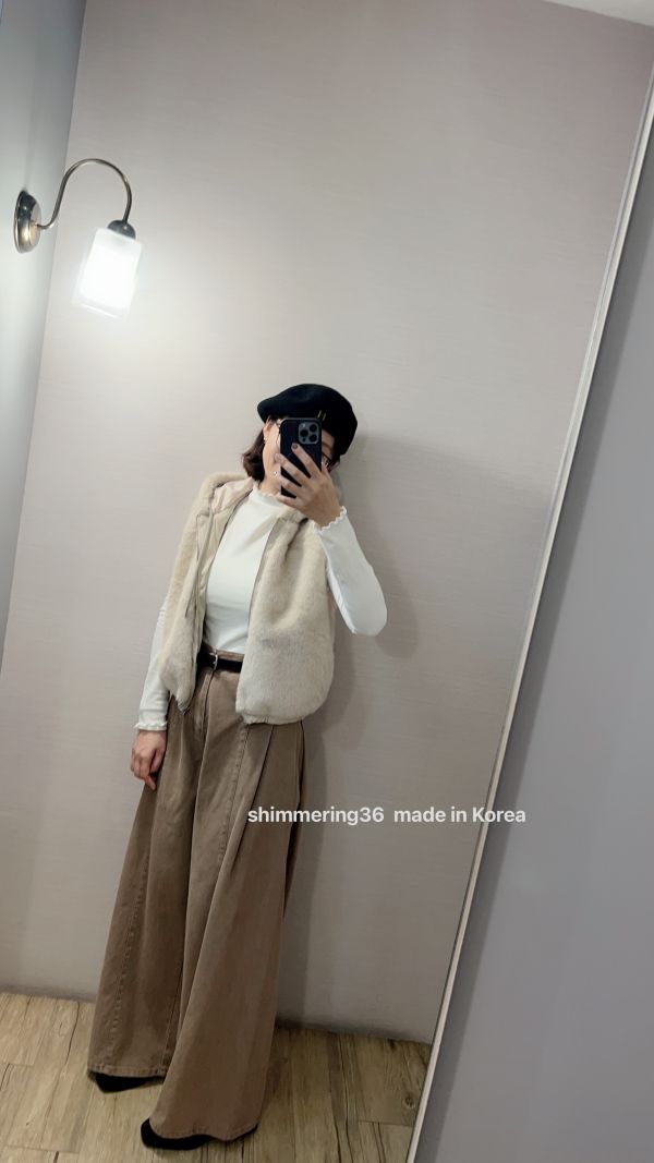 水貂毛連帽背心 